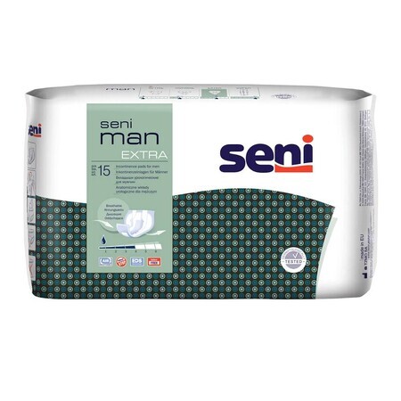 Compresses urologiques pour hommes, Extra, 15 pièces, Seni Man