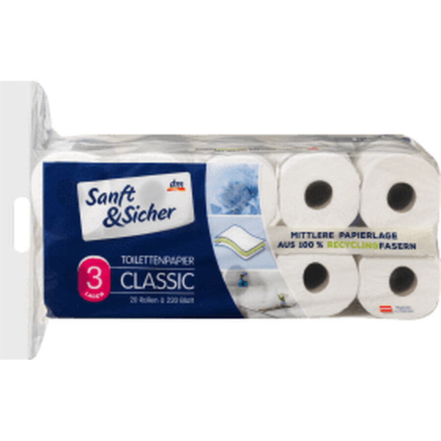 Papier hygiénique 3 plis Sanft&Sicher, 20 pièces