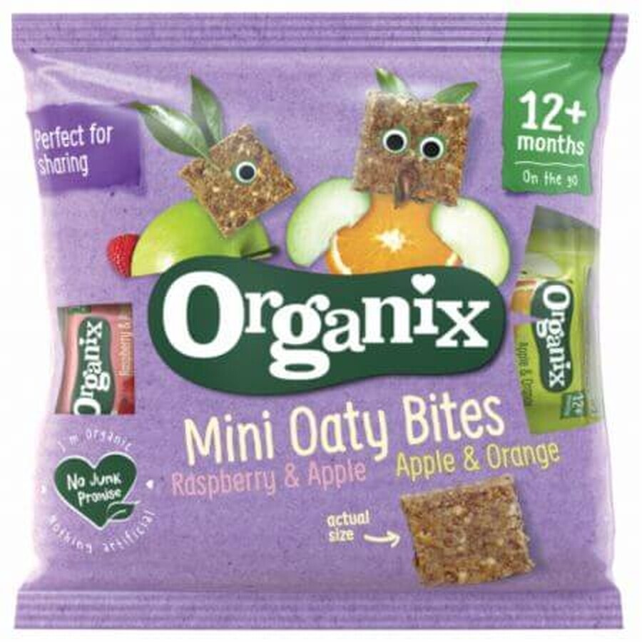 Organic mini bars of oats, apples and raspberries, apples and oranges, +12 months, 110g, Organix