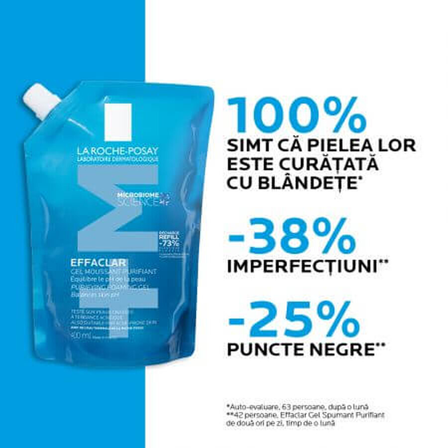 La Roche Posay Effaclar +M Réserve Gel Nettoyant Moussant Purifiant pour les peaux grasses et acnéiques, 400 ml