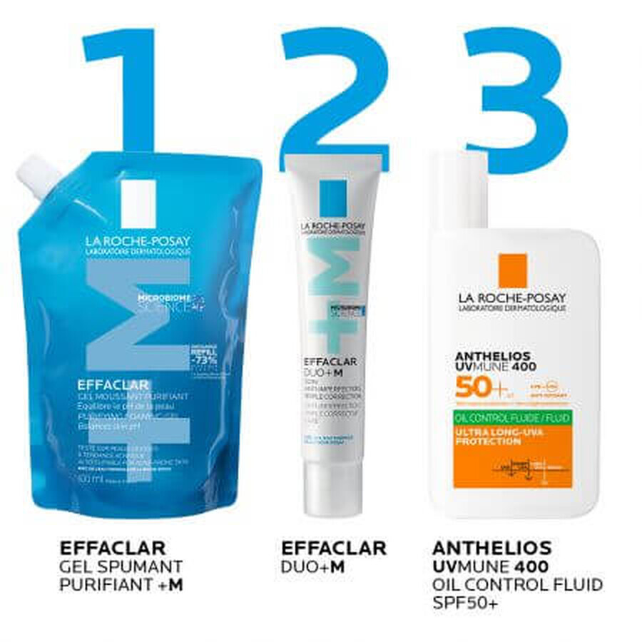 La Roche Posay Effaclar +M Reserve Purifying Foaming Cleansing Gel voor de vette, acnegevoelige huid, 400 ml