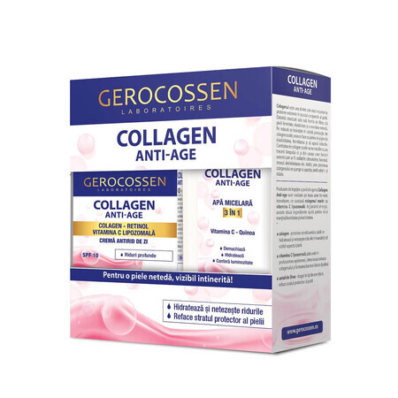 Collagen Anti-Age Anti-Wrinkle Day Cream + 3 en 1 Collagen Anti-Age Micellar Water Package, Gerocossen