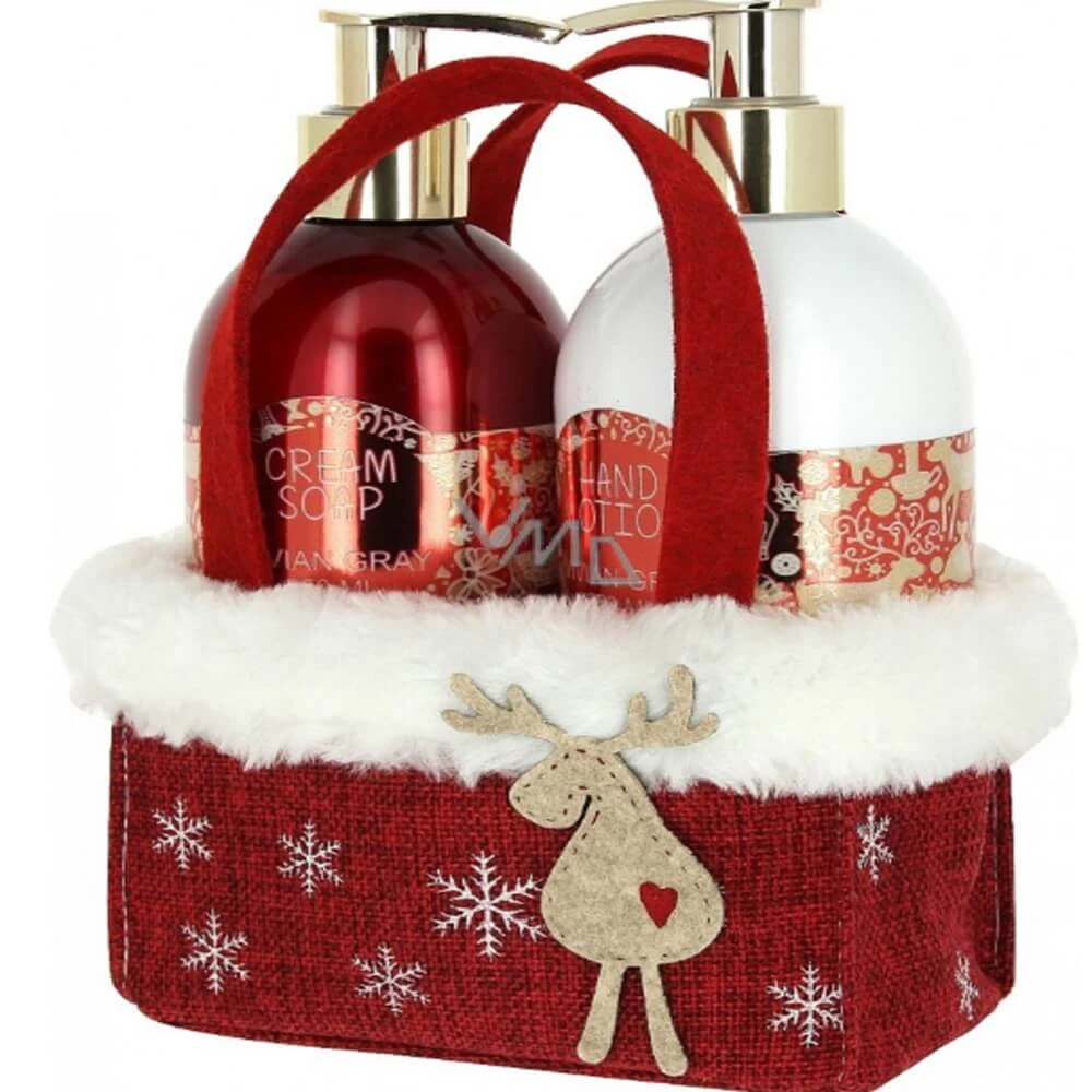 Vloeibare zeep en handcrème set Red Christmas, 2x250 ml, Vivian Gray