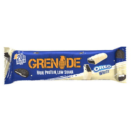 Grenade Eiwitrijke Suikerarme Reep Oreo Wit, Eiwitreep met Oreo® Witte Koekjessmaak, 60 g, GNC