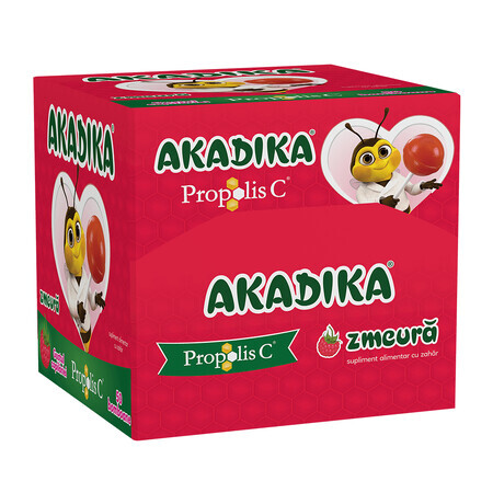 Lollipop Akadika Propolis C Raspberry, 50 lollipops, Fiterman Pharma