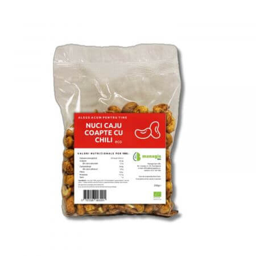 Anacardi biologici al forno con peperoncino, 250 g, Kasana