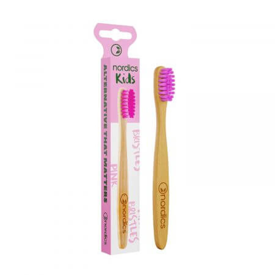 Bamboo toothbrush for children, Pink, Nordics