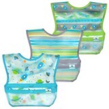 Set van 3 Waterdichte Slabbetjes, Aqua Space, Green Sprouts