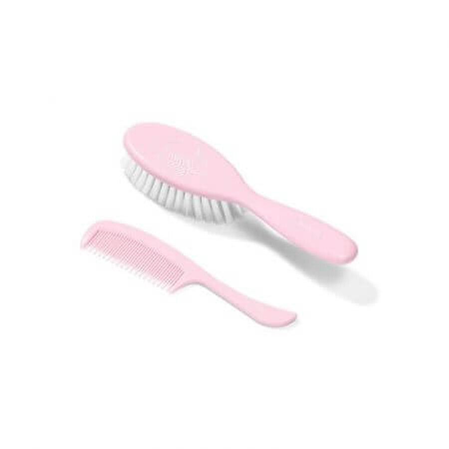 Super soft hair brush set, Pink, +0 months, Babyono