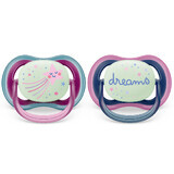 Philips Avent Ultra Air phosphorescent pacifiers, 6-18 months, 2 pieces, Red and Blue, SCF376/14, Philips