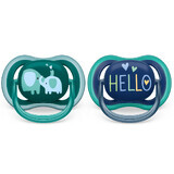 Philips Avent Ultra Air Pacifiers, +18 months, 2 pieces Green and Blue with Pattern, SCF349/18, Philips