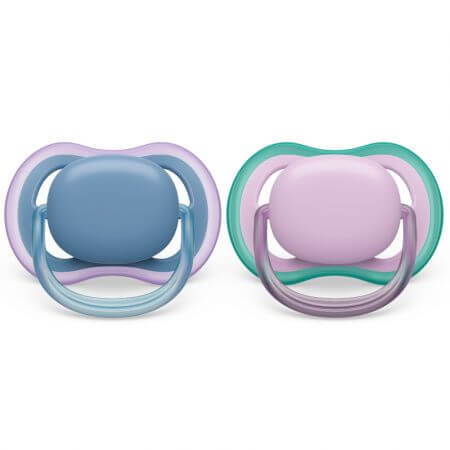 Succhietti Philips Avent Ultra Air, 6-18 mesi, 2 pezzi, Viola e Blu, SCF085/34, Philips