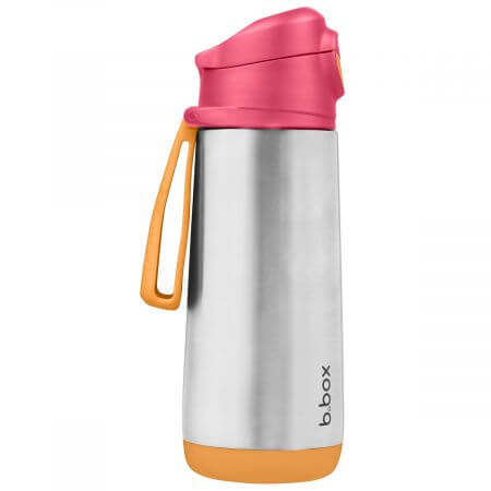 Thermosfles met siliconen bek, 500 ml, Roze/Oranje, BBOX