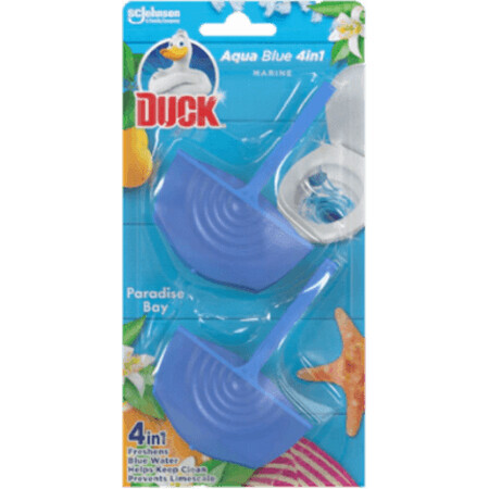 Duck Deodorante per WC 4 in 1 Aqua Blue Paradise Bay, 2 pz