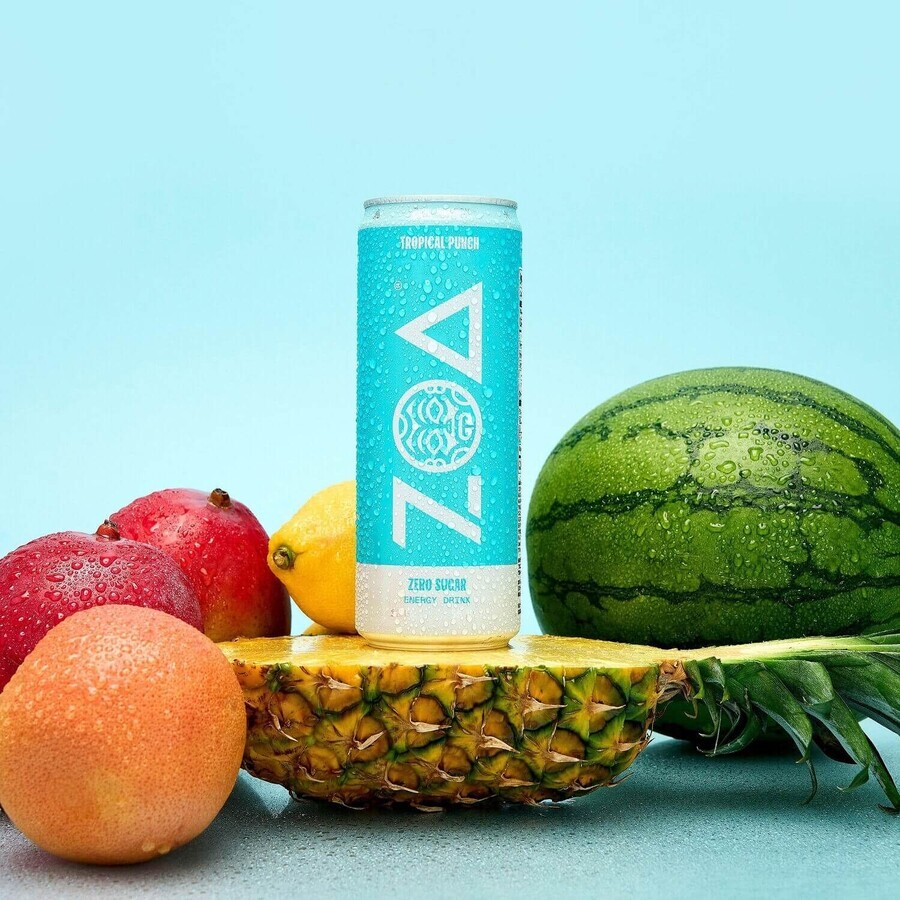 ZOA™ Energy Drink Zero Sugar Boisson énergétique sans sucre avec Tropical Punch, 355 ml, GNC