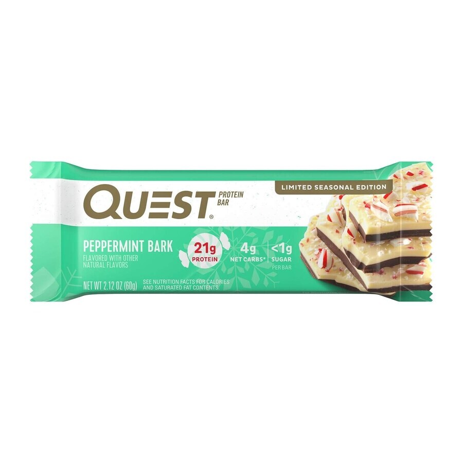 Quest® Protein Bar, Peppermint Bark Flavored Protein Bar, 60 g, GNC