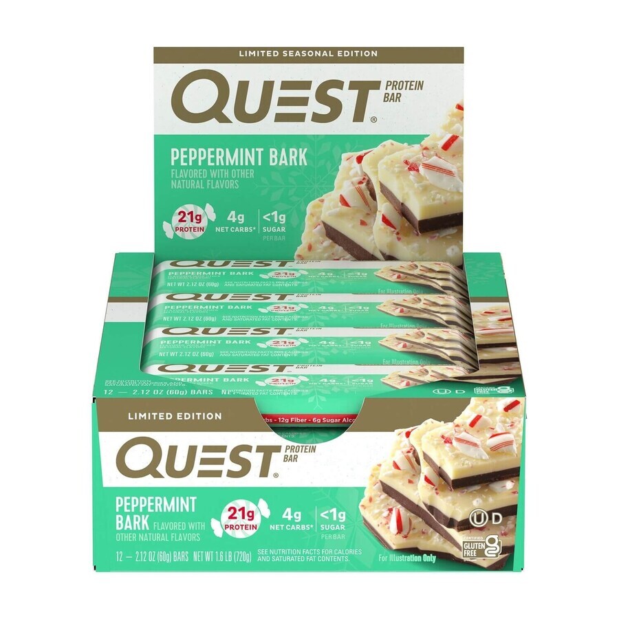 Quest® Protein Bar, Peppermint Bark Flavored Protein Bar, 60 g, GNC