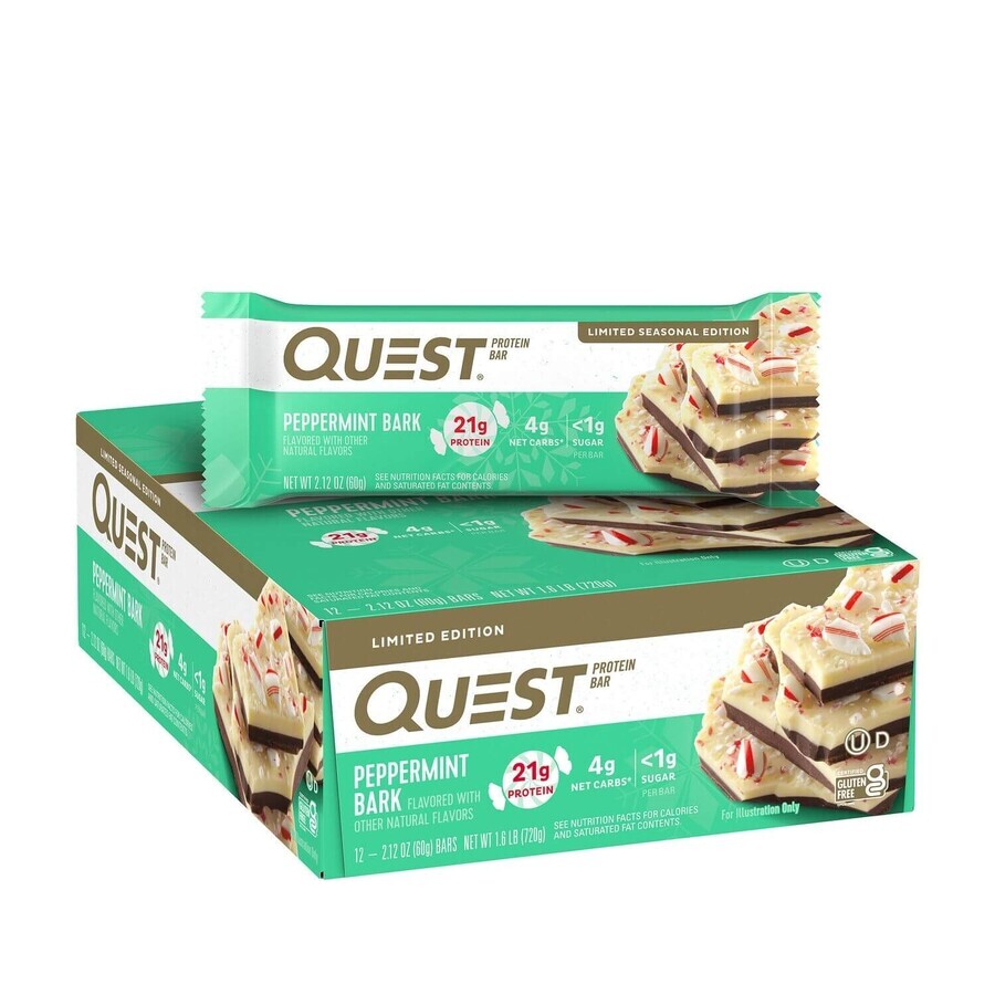 Quest® Protein Bar, Peppermint Bark Flavored Protein Bar, 60 g, GNC