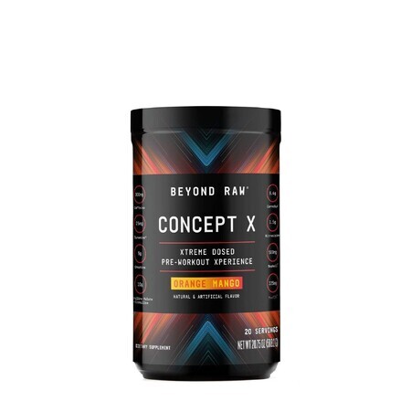 Beyond Raw® Concept X Pre-Workout, Fórmula pre-entrenamiento con sabor a naranja y mango, 588,2 g, GNC