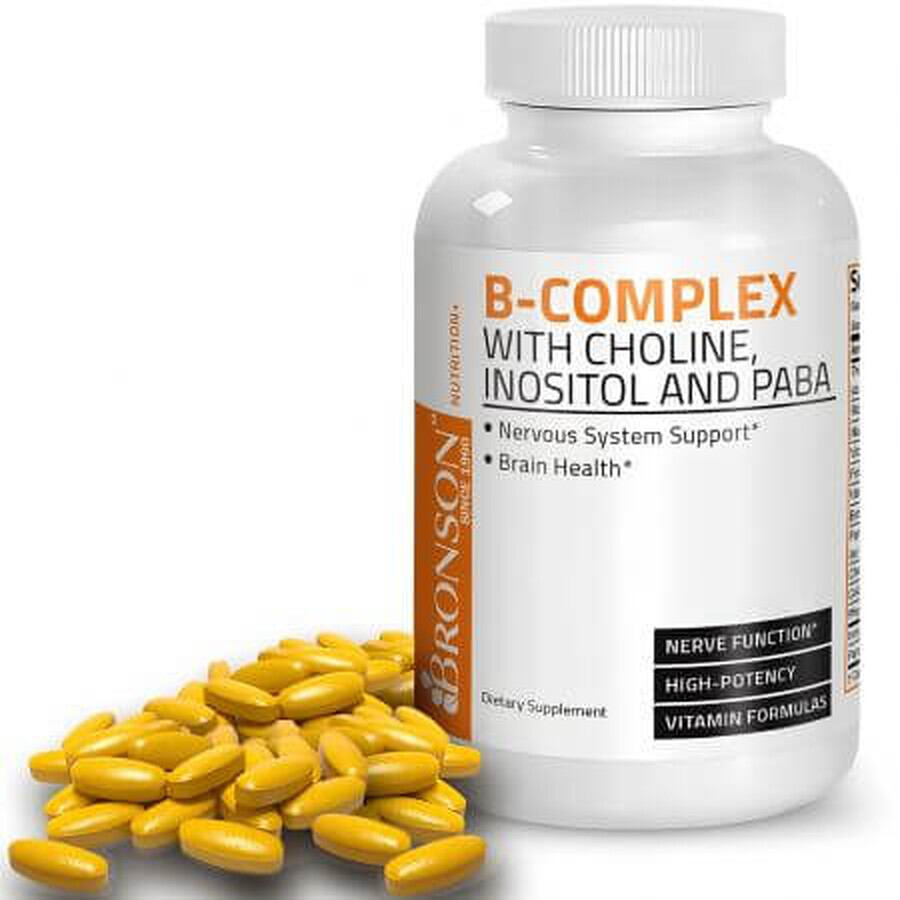 Complejo B con colina, inositol y PABA, 100 cápsulas, Bronson Laboratories