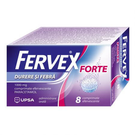 Fervex Dolor y Fiebre Fuerte, 1000 mg, 8 comprimidos efervescentes, Upsa