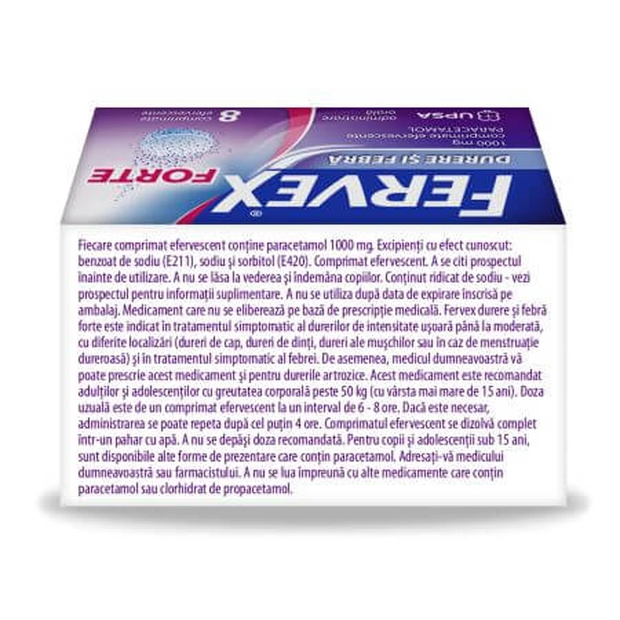 Fervex Sterke Pijn en Koorts, 1000 mg, 8 bruistabletten, Upsa