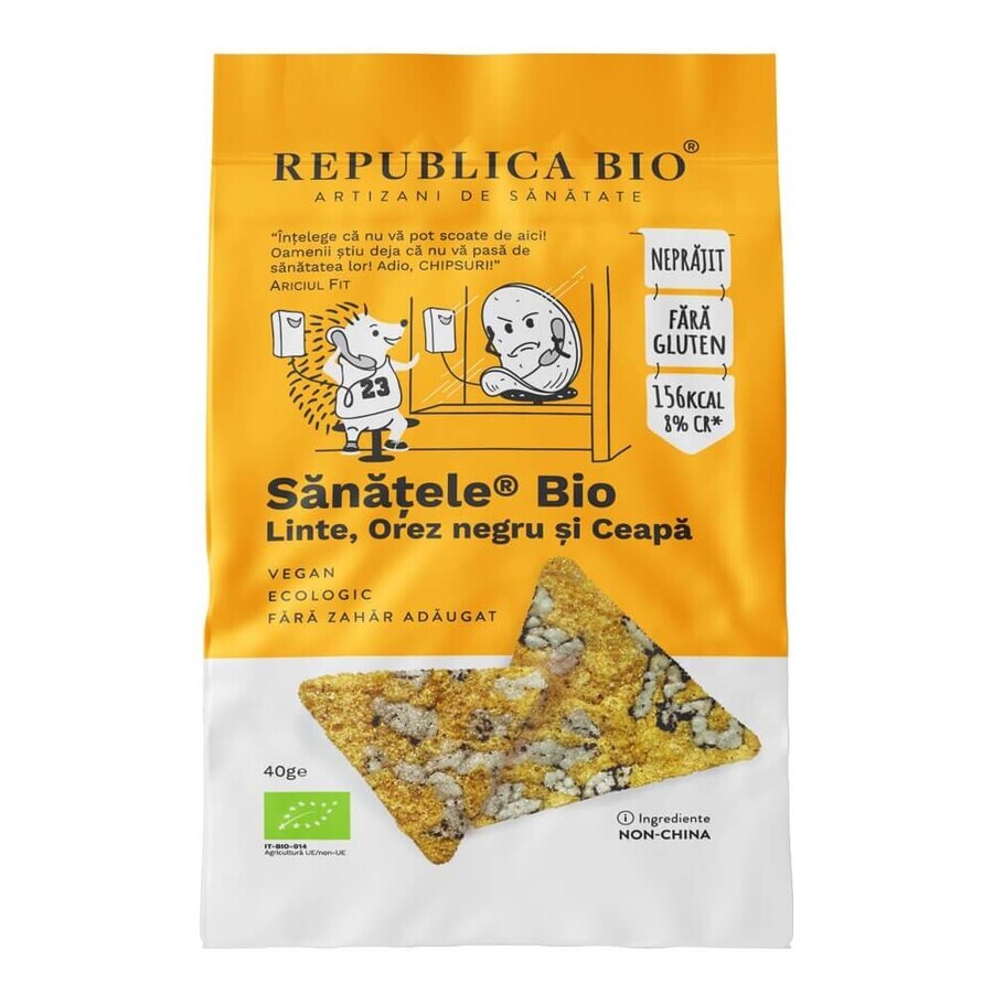 Sanatele bio aux lentilles, riz noir et oignons, bio, sans gluten, 40 g, Republica Bio