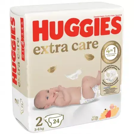 Extra Care diapers, No. 2, 3-6 kg, 24 pieces, Huggies