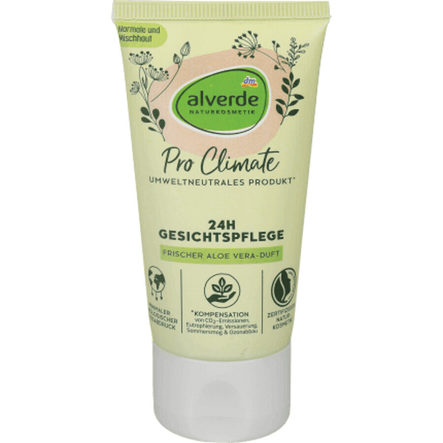 Alverde Naturkosmetik Crema viso 24h Pro Climate, per pelli normali, 50 ml