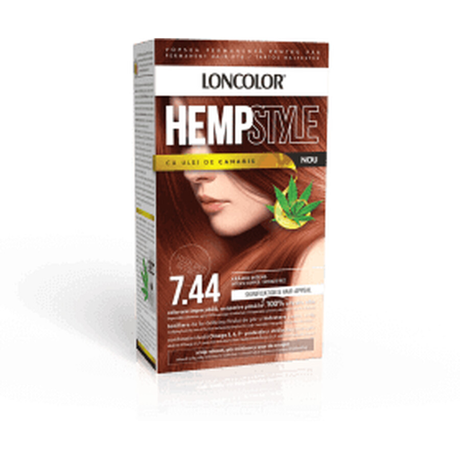 HempStyle Permanent hair dye with ammonia 7.44 Deep copper, 1 pc