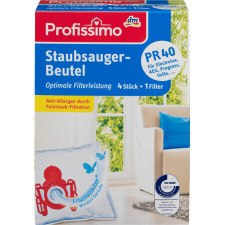 Profissimo PR40 stofzuigerzakken en filter, 4 stuks.