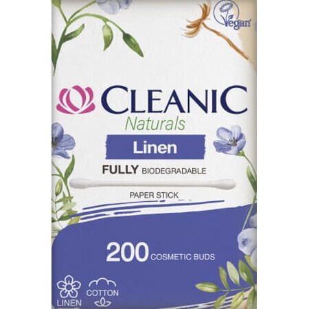 Cleanic Natuurlijke Linnen Cosmetische Sticks, 200 stuks