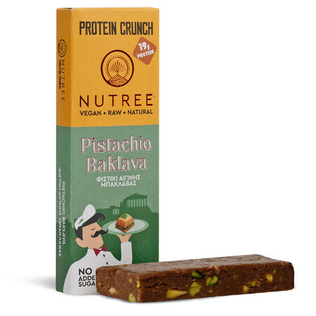 Barrita proteica crudivegana Protein Crunch, Pistacho Baklava, 60 g, Nutree