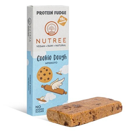 Baton proteic raw vegan Protein Fudge, Cookie Dough, 60 g, Nutree