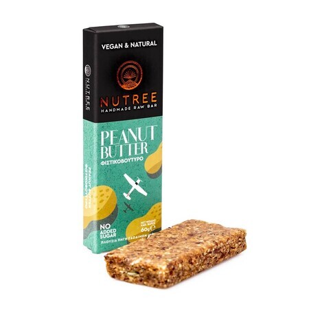 Raw vegan gluten free Raw Energy bar, Peanut Butter, 60 g, Nutree