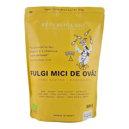 Fulgi mici de ovaz fara gluten ecologici, 500 g, Republica Bio