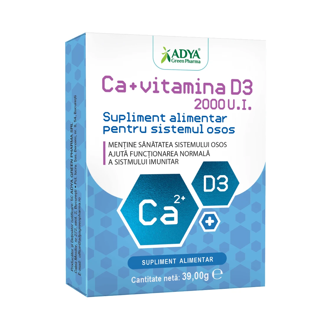 Calcium + Vitamine D3, 30 tabletten, Adya Green Pharma