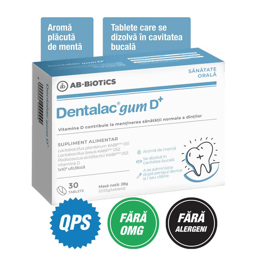 Dentalac gum D+, 30 tablete, Ab-Biotics