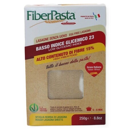 Egg-free lasagna sheets, 250 g, Fiber Pasta