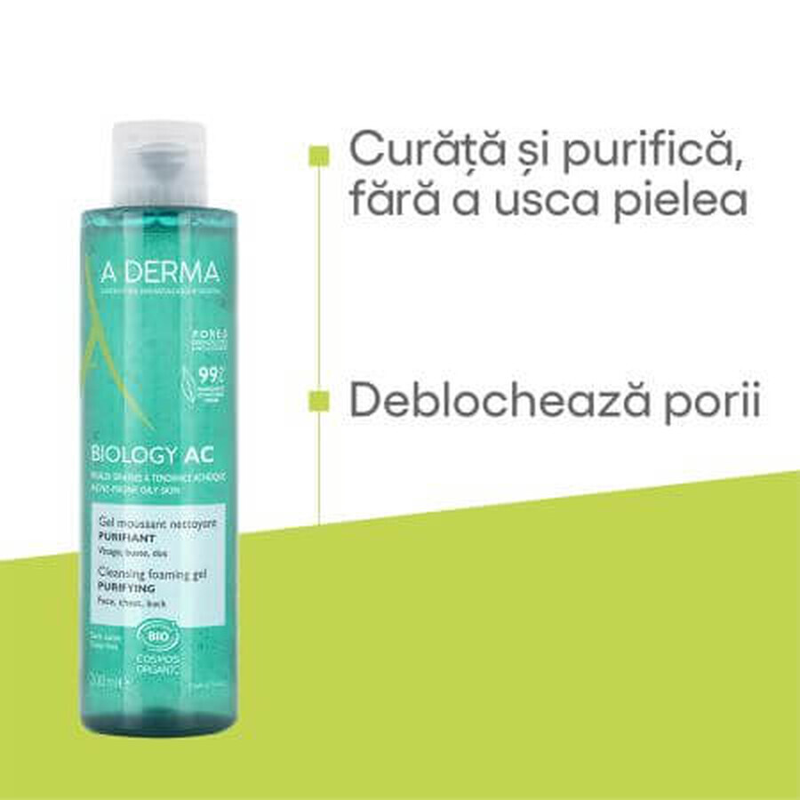 Biology AC gel detergente schiumogeno purificante, 200 ml, A-Derma