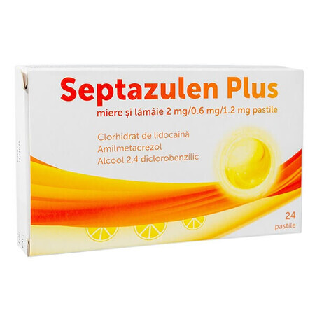 Septazulen Plus Honing en Citroen, 2 mg/0,6 mg/1,2 mg, 24 pillen, Lozy's Pharmaceuticals