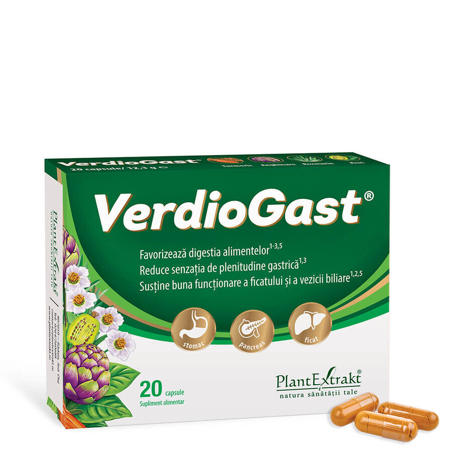 Brandend maagzuur voedingssupplement VerdioGast, 20 capsules, PlantExtrakt