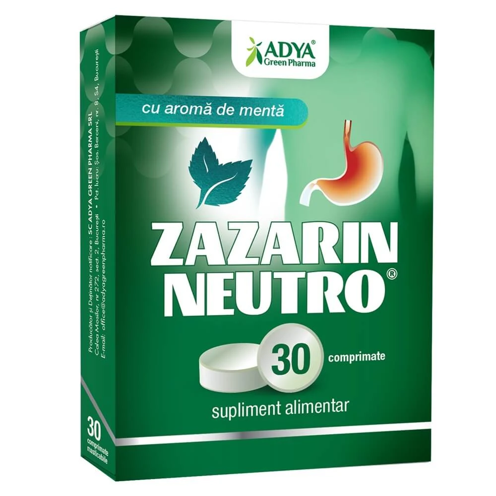 Brandend maagzuur voedingssupplement Zazarin Neutro, 30 tabletten, Adya Green Pharma