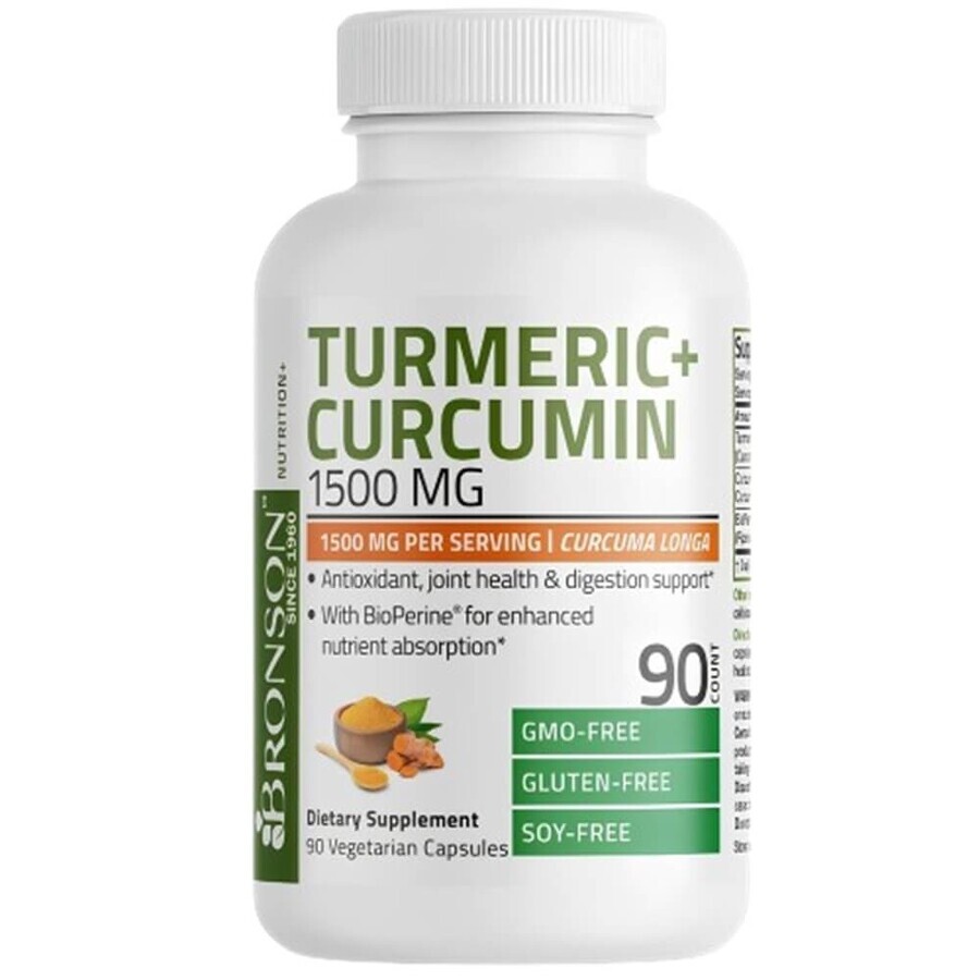 Kurkuma Curcumin, 1500 mg, 90 Kapseln, Bronson