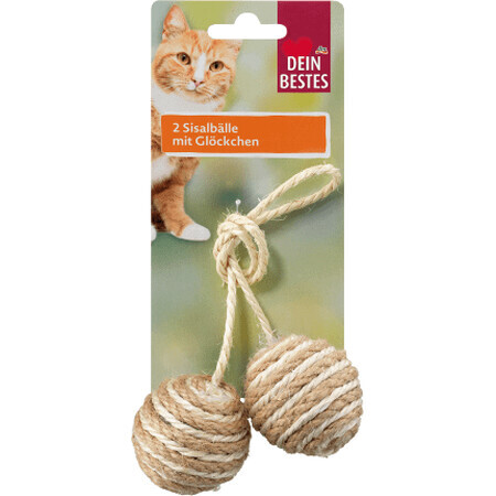 Dein Bestes Palline di sisal con campanelli per gatti, 1 pz