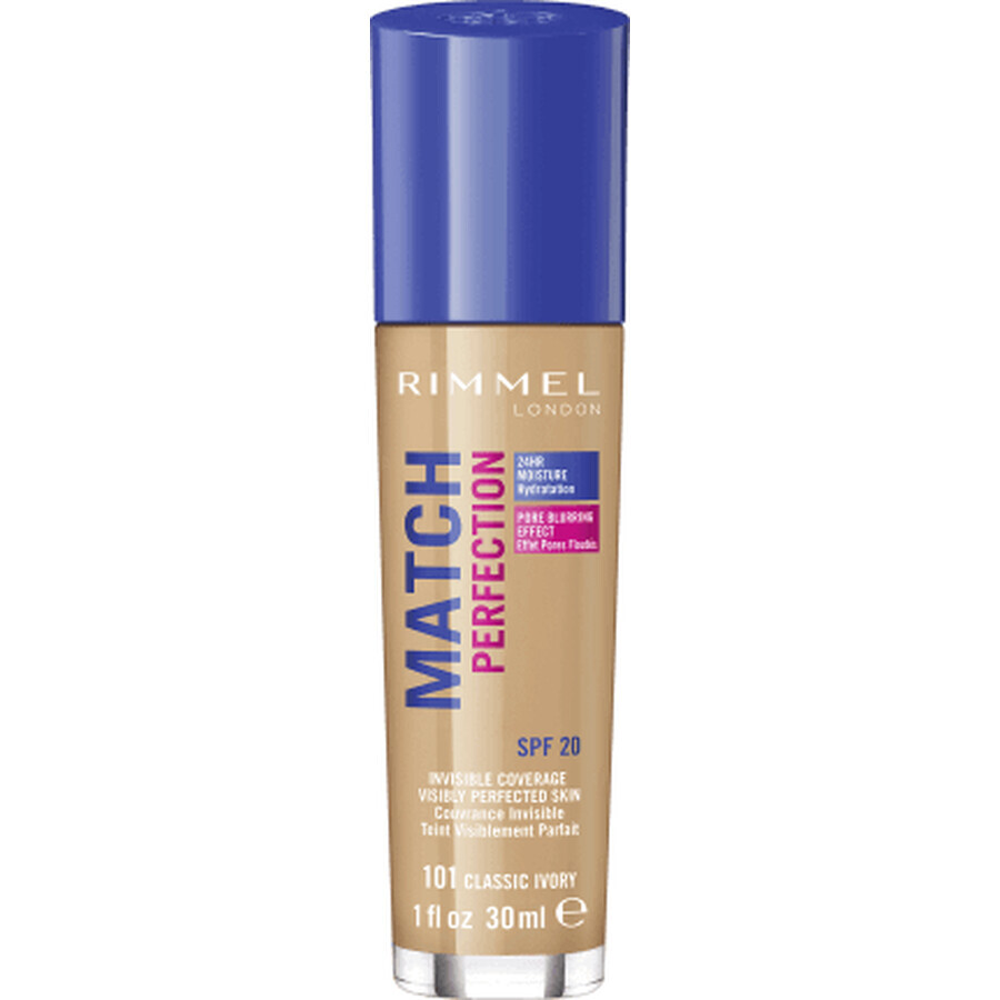 Rimmel London Fondotinta Match Perfection 101 Classic Avorio, 1 pz