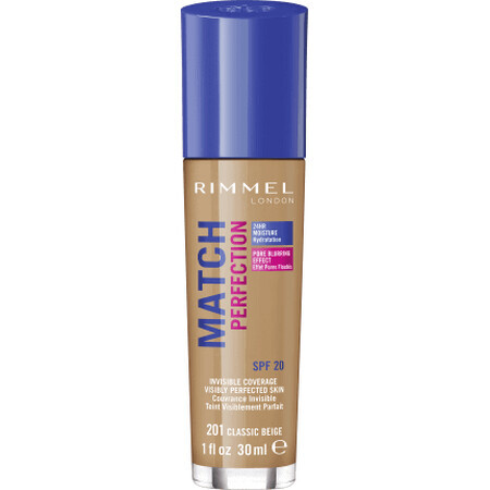 Rimmel London Match Perfection 201 Klassiek Beige Foundation, 1 pk