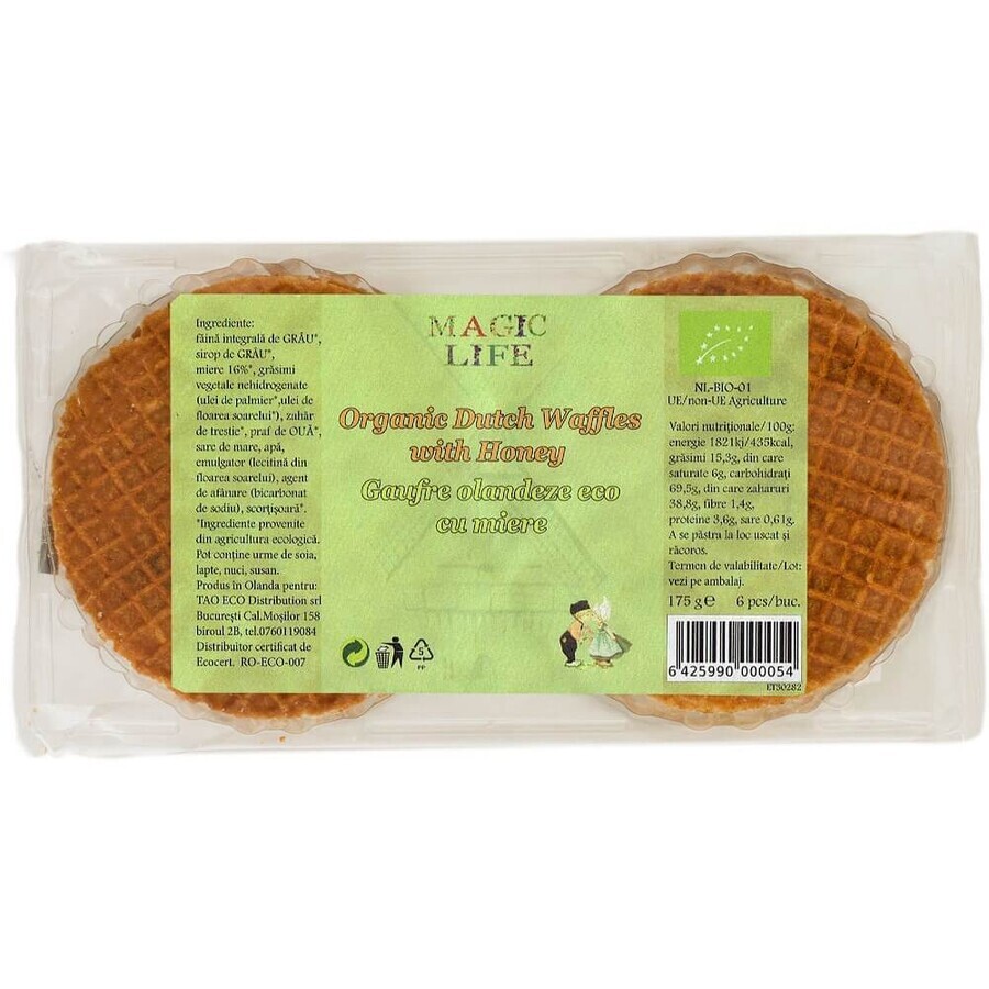 Gaufre ecologice cu miere MAGIC LIFE, 175g, Tao Eco