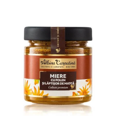 Honing met stuifmeel en matca melk, 270g, Albina Carpatina