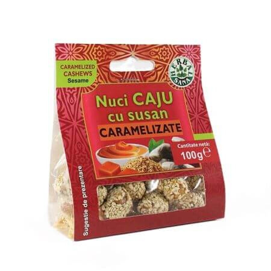 Cashewnoten met gekarameliseerde sesam, 100 g, Herbal Sana